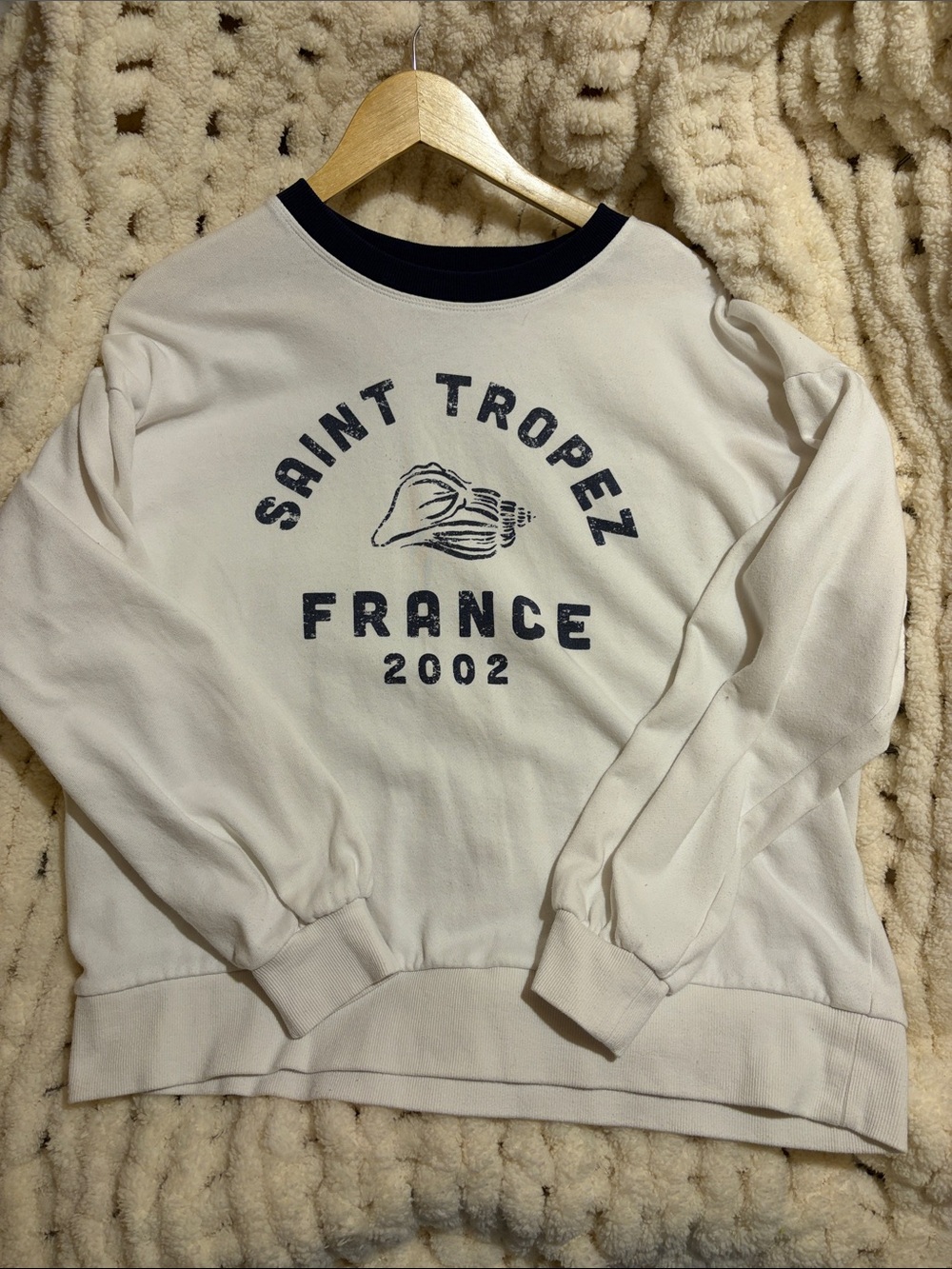 C&C California White Crewneck Sweatshirt with Navy Graphic